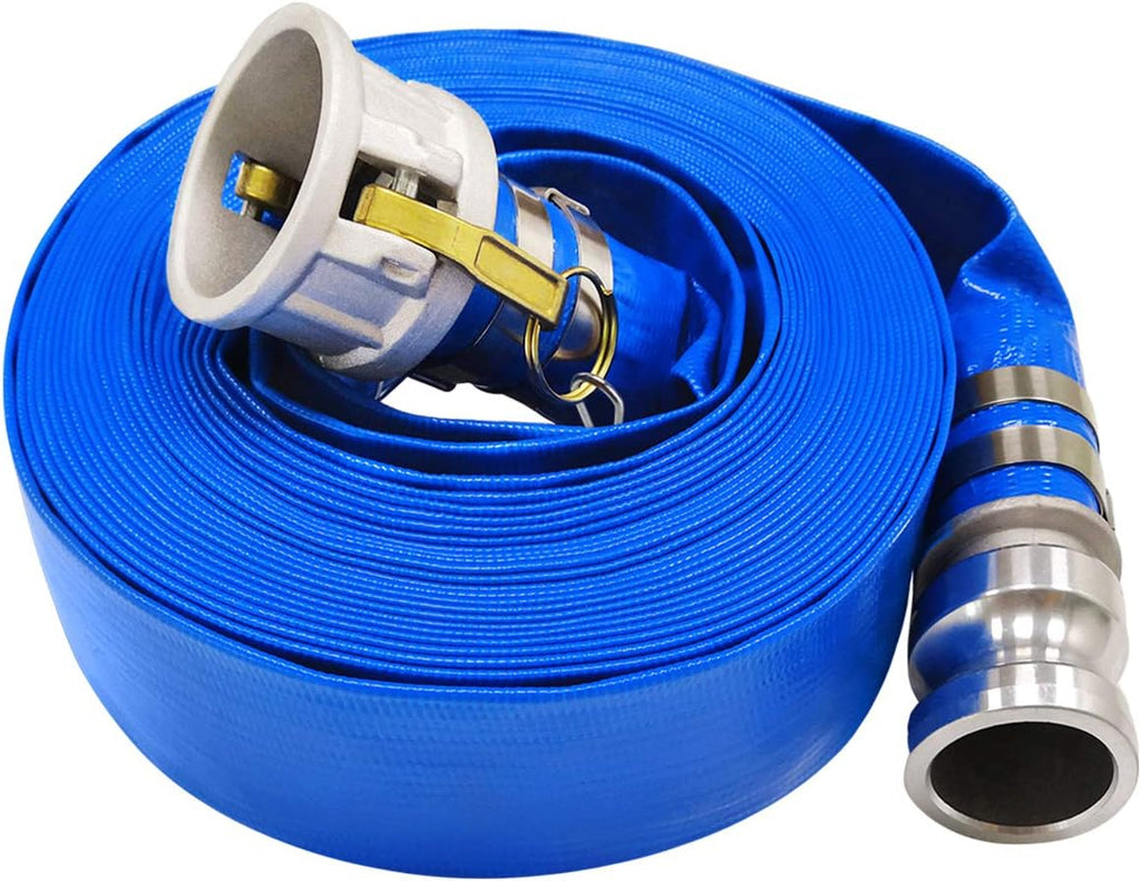 Blue 50FT PVC Lay Flat Discharge Hose with Camlock Fittings T107837