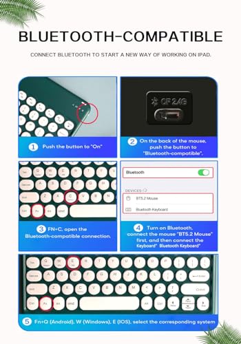 Pink Retro Bluetooth Keyboard and Mouse Combo F740