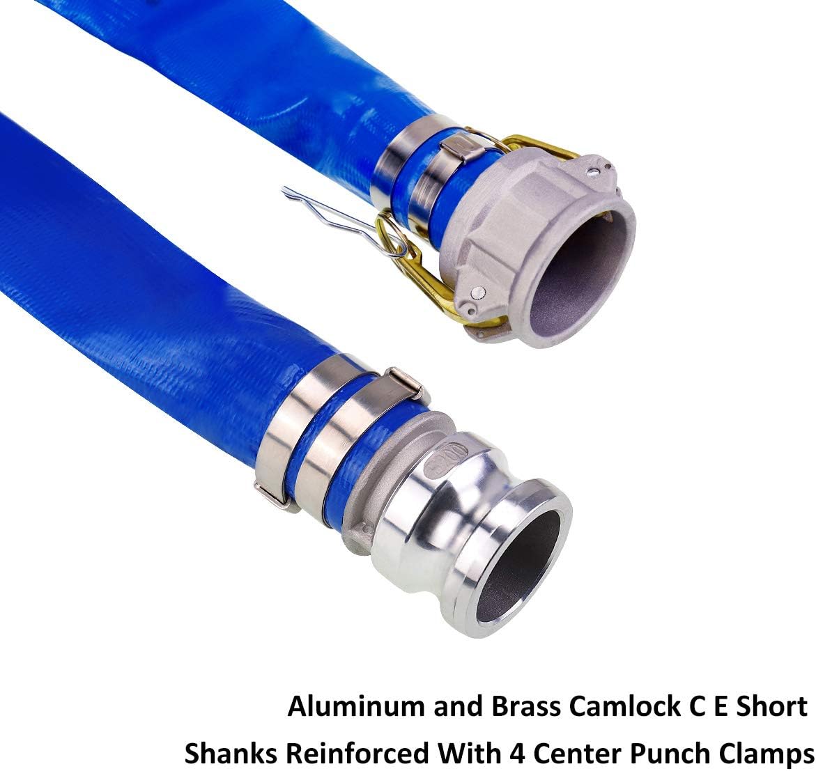 Blue 50FT PVC Lay Flat Discharge Hose with Camlock Fittings T107837
