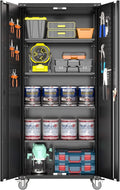 72" Steel Storage Cabinet with 2 Locking Doors and 4 Adjustable Shelves (Black) X6906