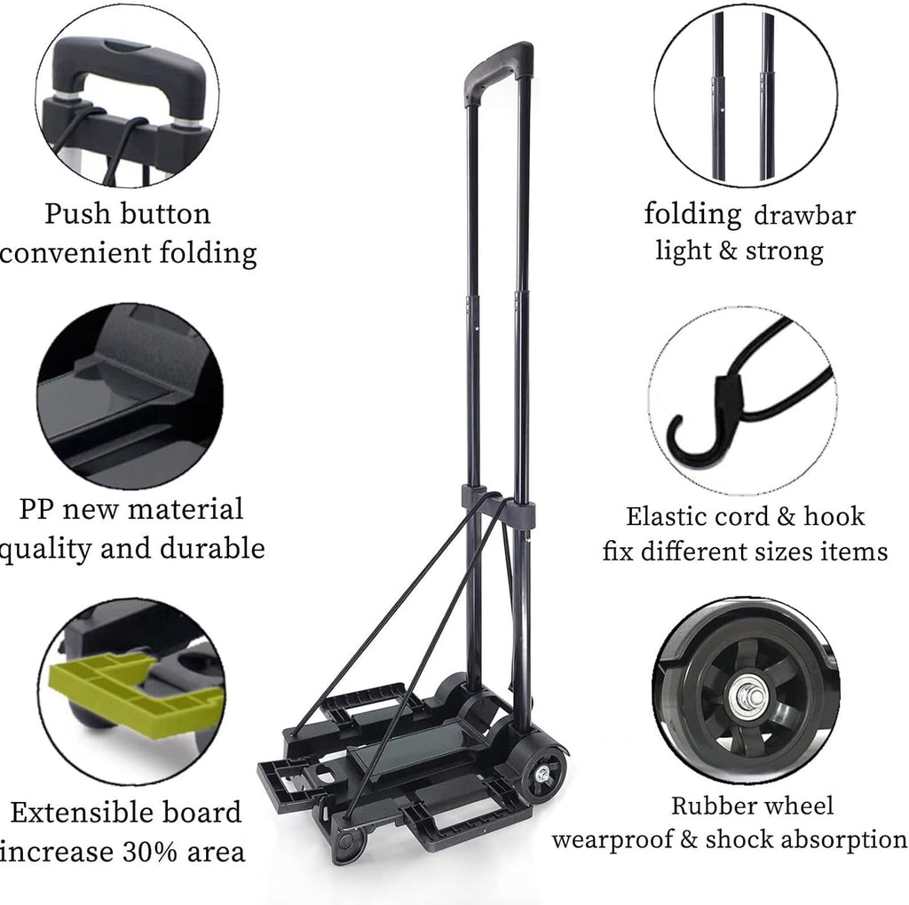 Black Folding Luggage Cart with 2 Wheels Z79973