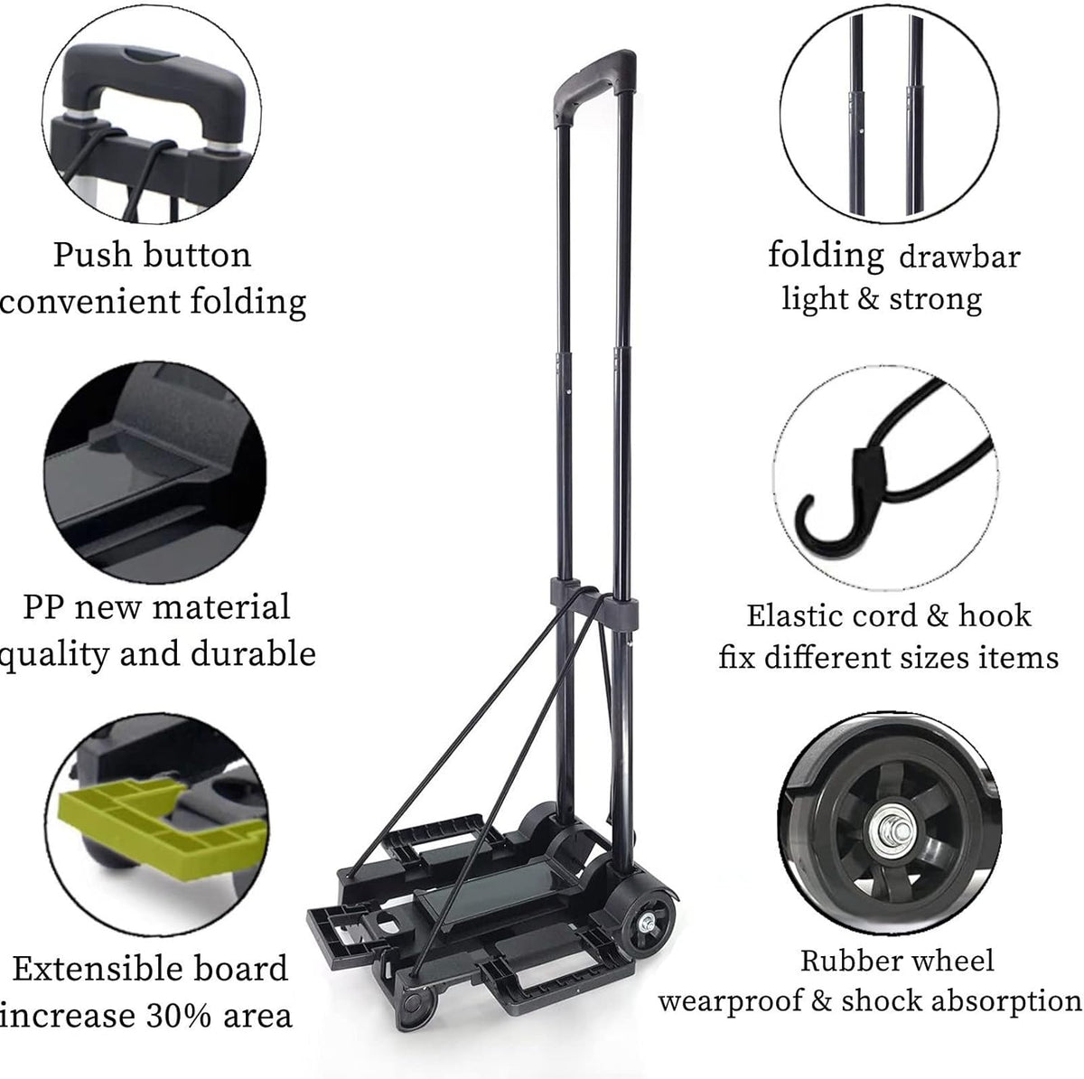 Black Folding Luggage Cart with 2 Wheels Z79973