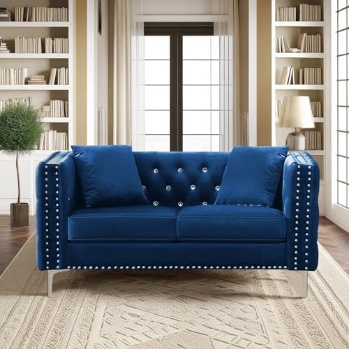 Black Velvet Loveseat Sofa Y88290