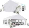 20 x 20 FT White Outdoor Party Tent Canopy with Removable Sidewalls & 3 Storage Bags L9136