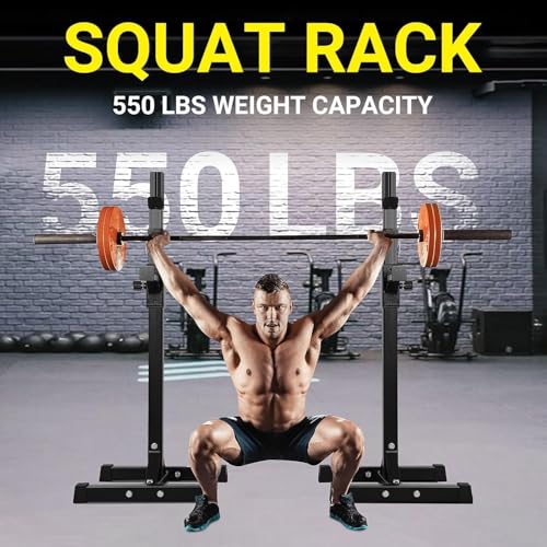 Black Adjustable Squat Rack Stand Set of 2 T851