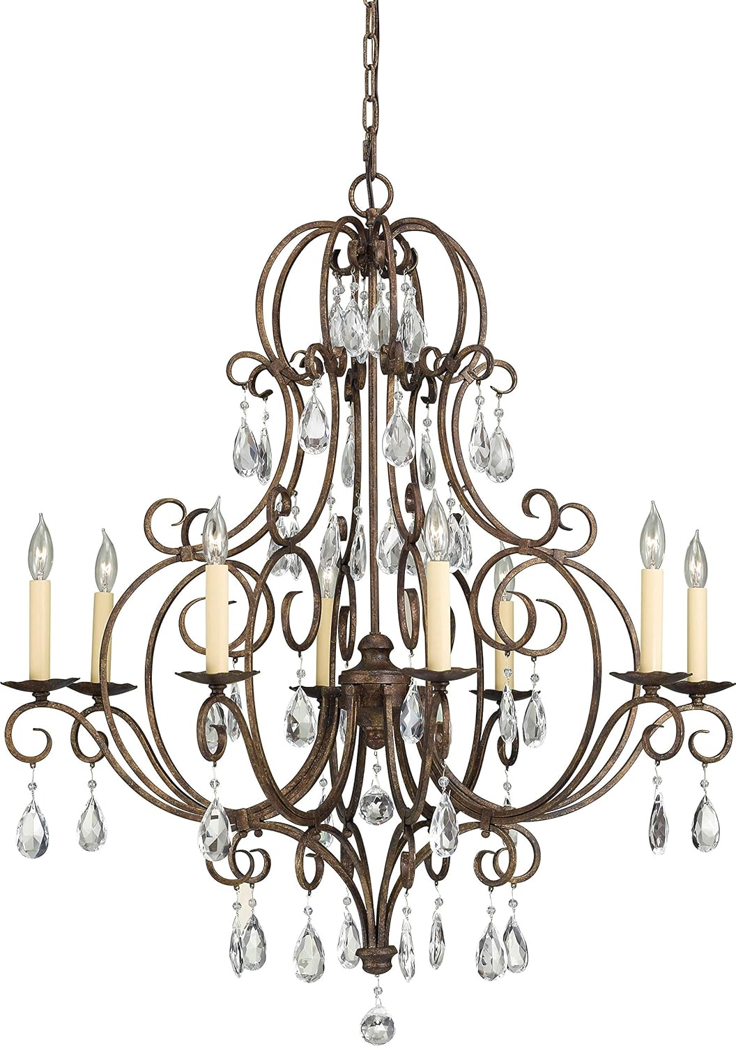 Bronze 8-Light Crystal Candle Chandelier D649