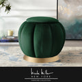 Green Upholstered Channel Tufted Ottoman C832532