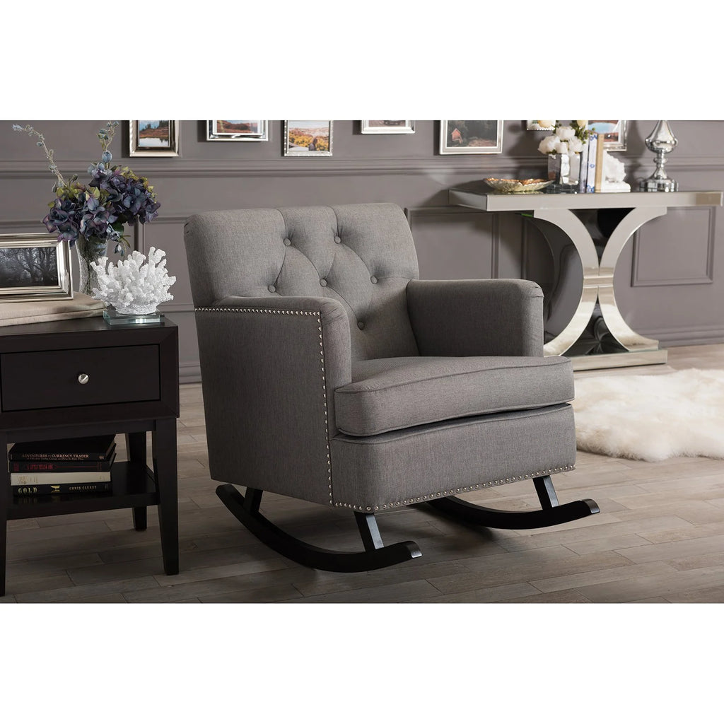 Gray Fabric Upholstered Rocking Chair M915393