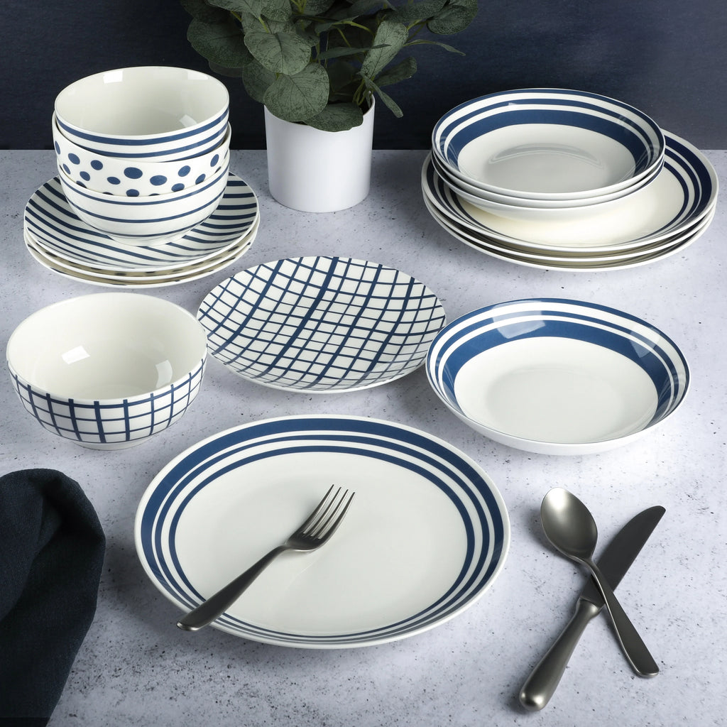 Light Blue 16-Pieces Fine China Dinnerware Set K778