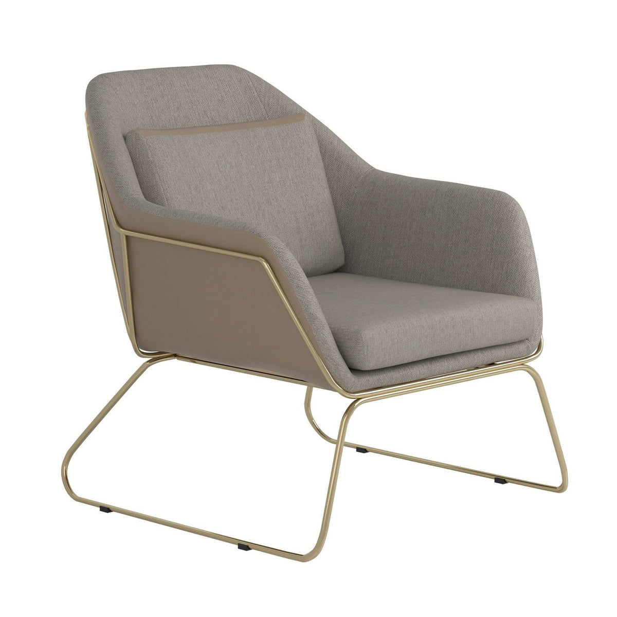Gray Fabric Accent Chair with Angled Sled Base J540836