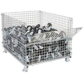 Folding Wire Container 48x40x36-1/2 3000-4000 lb Cap. Drop Gate I2830