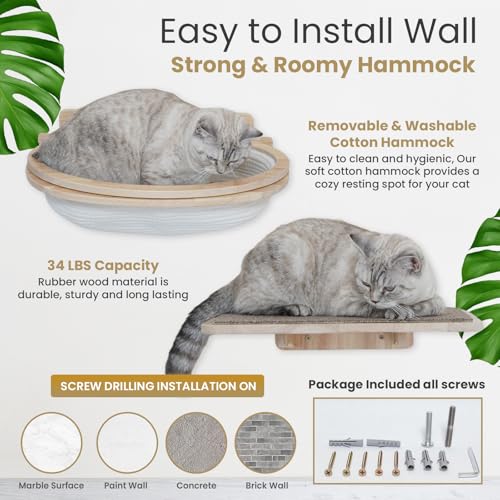 9 Piece Rubber Wood Cat Wall Shelves & Furniture Set X74955