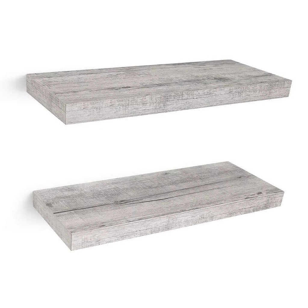 24" Floating Wall Shelves Set of 2 Grey P137828