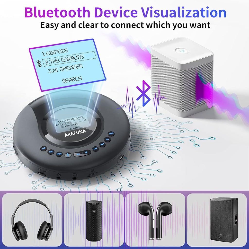 Pack of 2 Portable Bluetooth CD Player with LCD Screen P90379