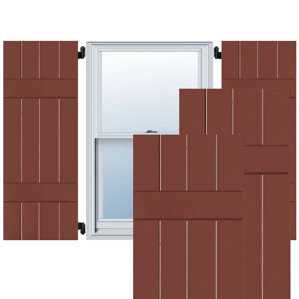 2-Pack 15-in W x 55-in H Country Redwood Board and Batten Wood Western Red Cedar Exterior Shutters U573458