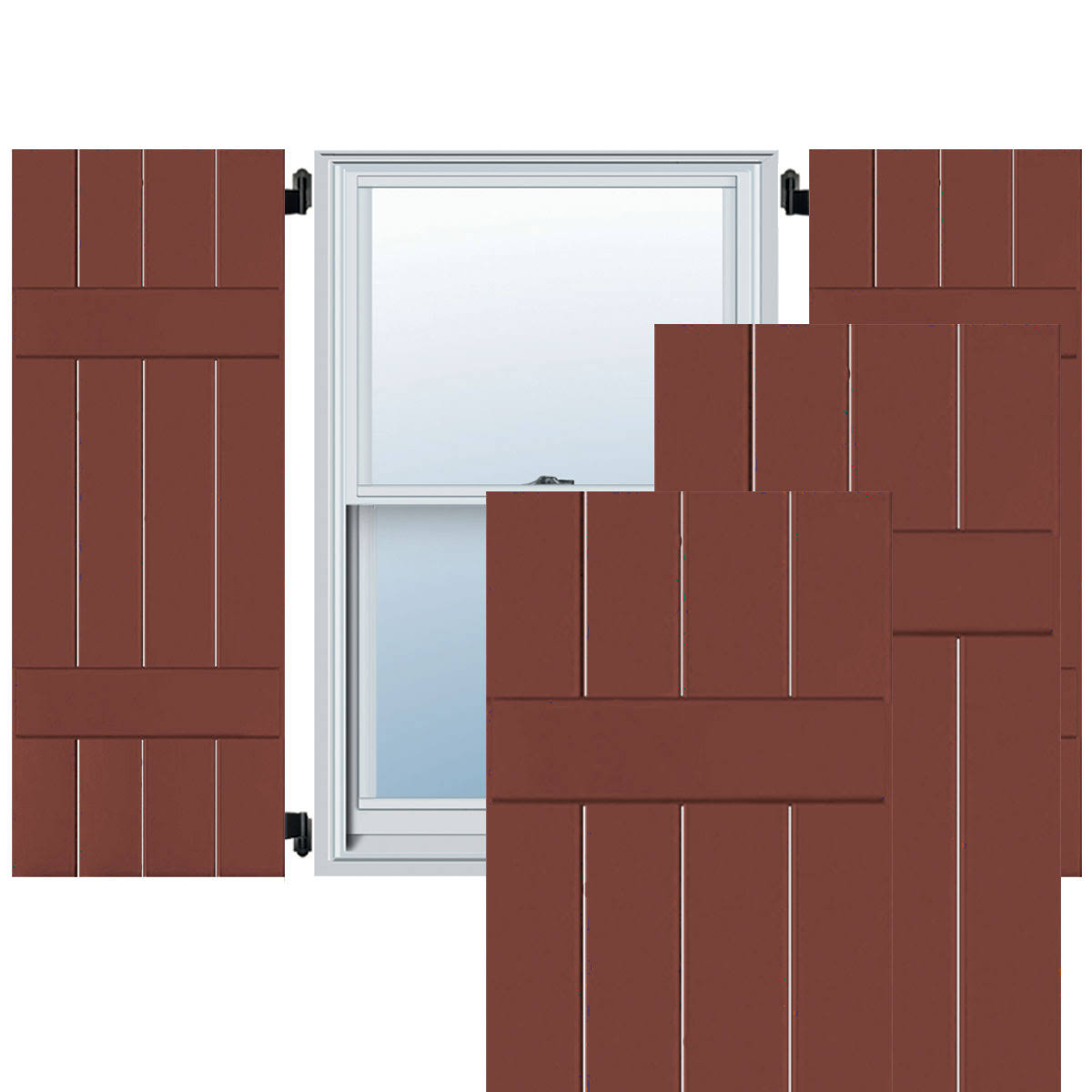 2-Pack 15-in W x 55-in H Country Redwood Board and Batten Wood Western Red Cedar Exterior Shutters U573458