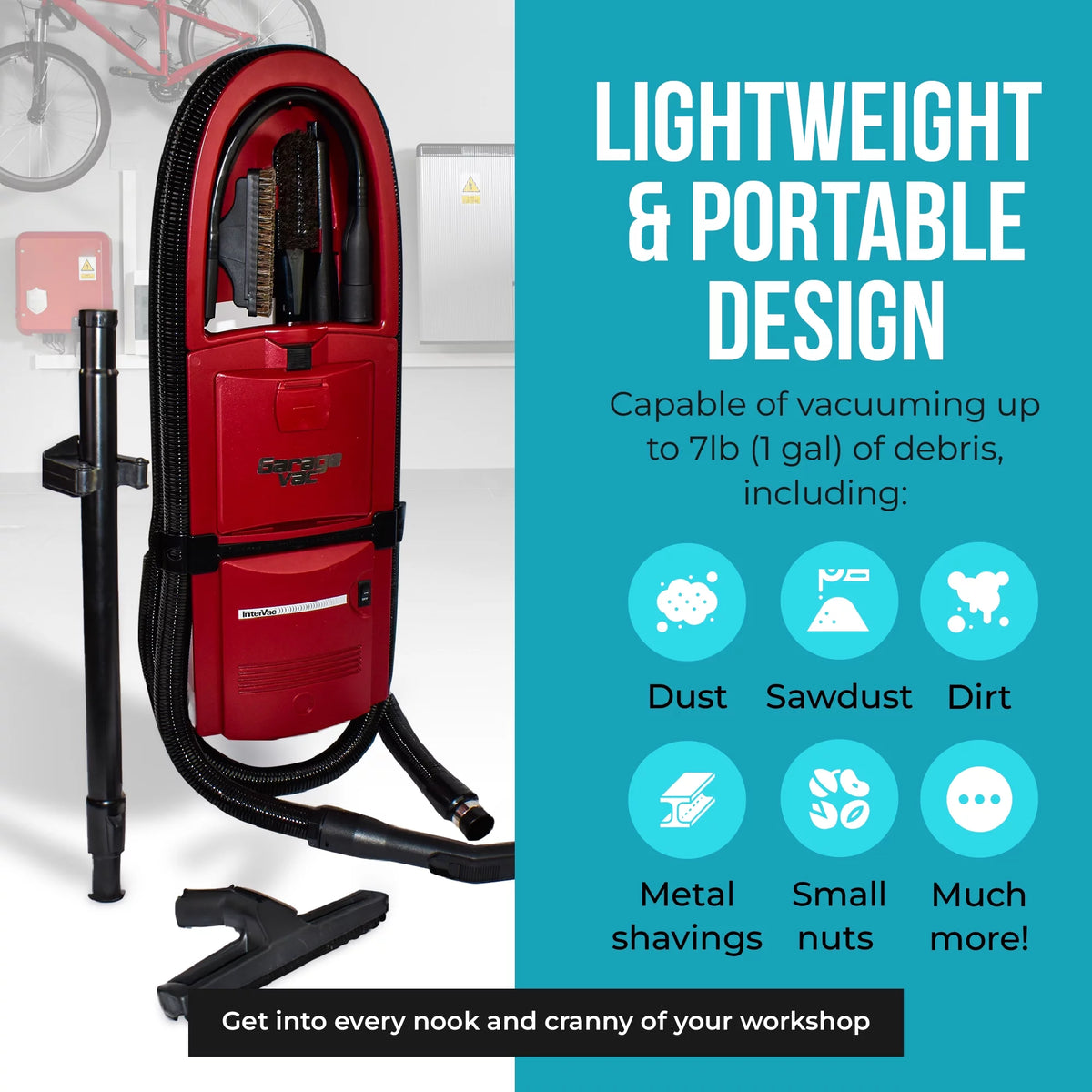 1 Gallon Wall Mounted Garage Vacuum Cleaner with Stretch Hose I82857