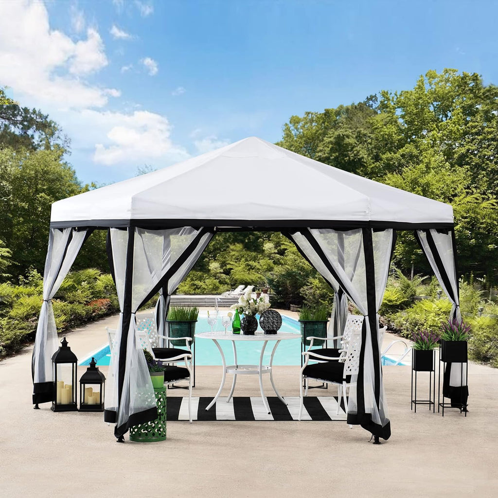 11x11 ft. 2-Tone Pop Up Hexagon Steel Gazebo M660133