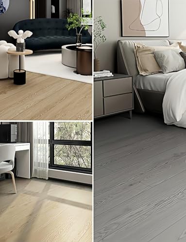 2 Rolls 15.7'' Wide Peel and Stick Floor Tiles, 25.73 Sq.ft Self-Adhesive Waterproof Wood Grain Vinyl Flooring A609