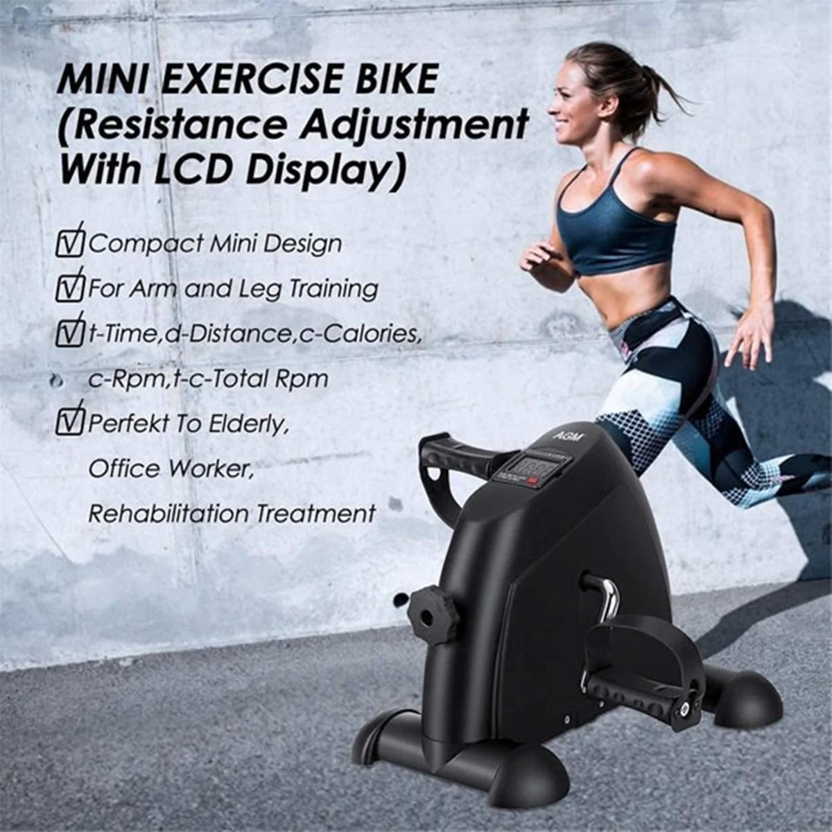 Mini Multi-Functional Stepper Exercise Bike with LCD Screen H813825