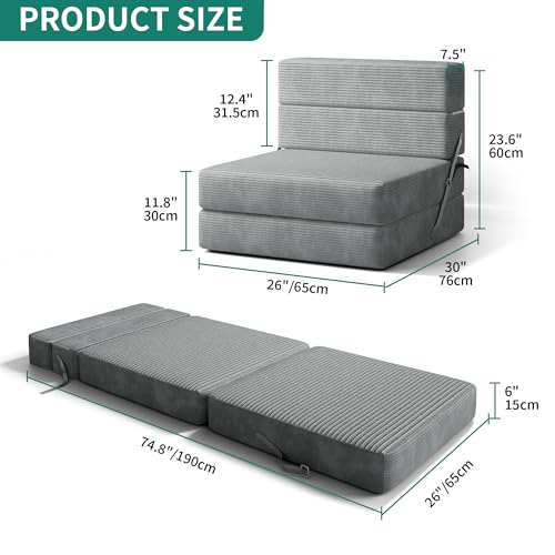 Grey Corduroy Convertible Sofa Bed Z7727
