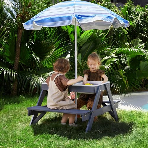 3-in-1 Kids Picnic Table with Umbrella A11721