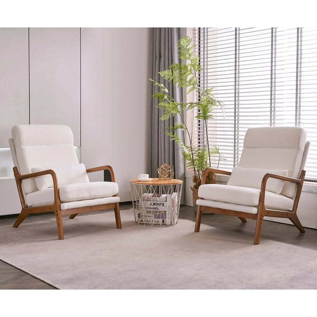 Mid-Century Modern Accent Chair with Lumbar Pillow V740