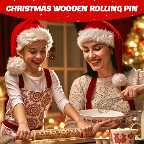Wooden Embossed Rolling Pin with Snow Pattern S39409
