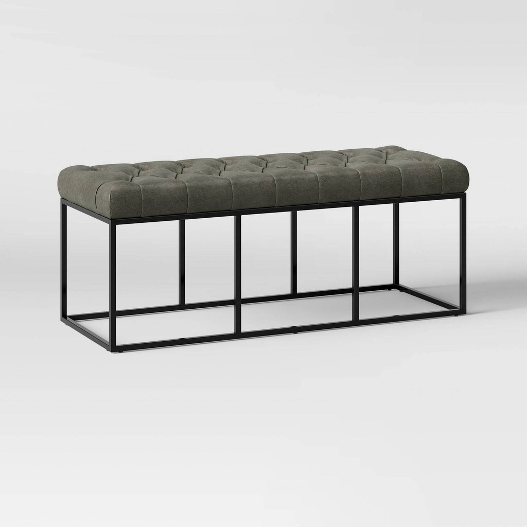 Tufted Faux Leather Bench G95540