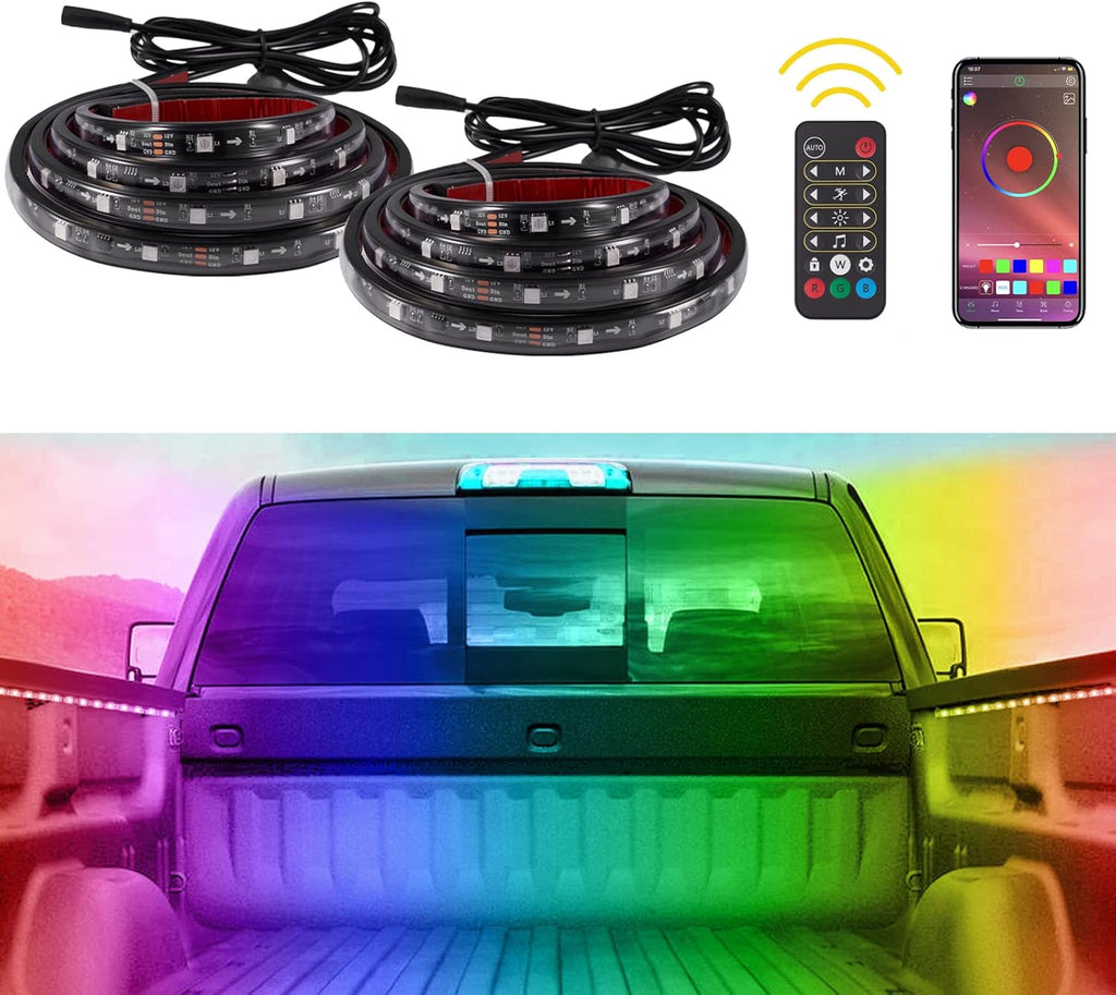 12V 2PCS 60inch RGB LED Truck Bed Light Strip Kit with RF Remote W797