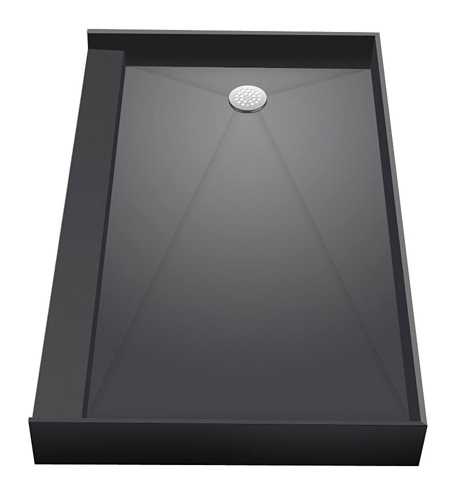 Black Single Curb Shower Pan with Left Drain Q637