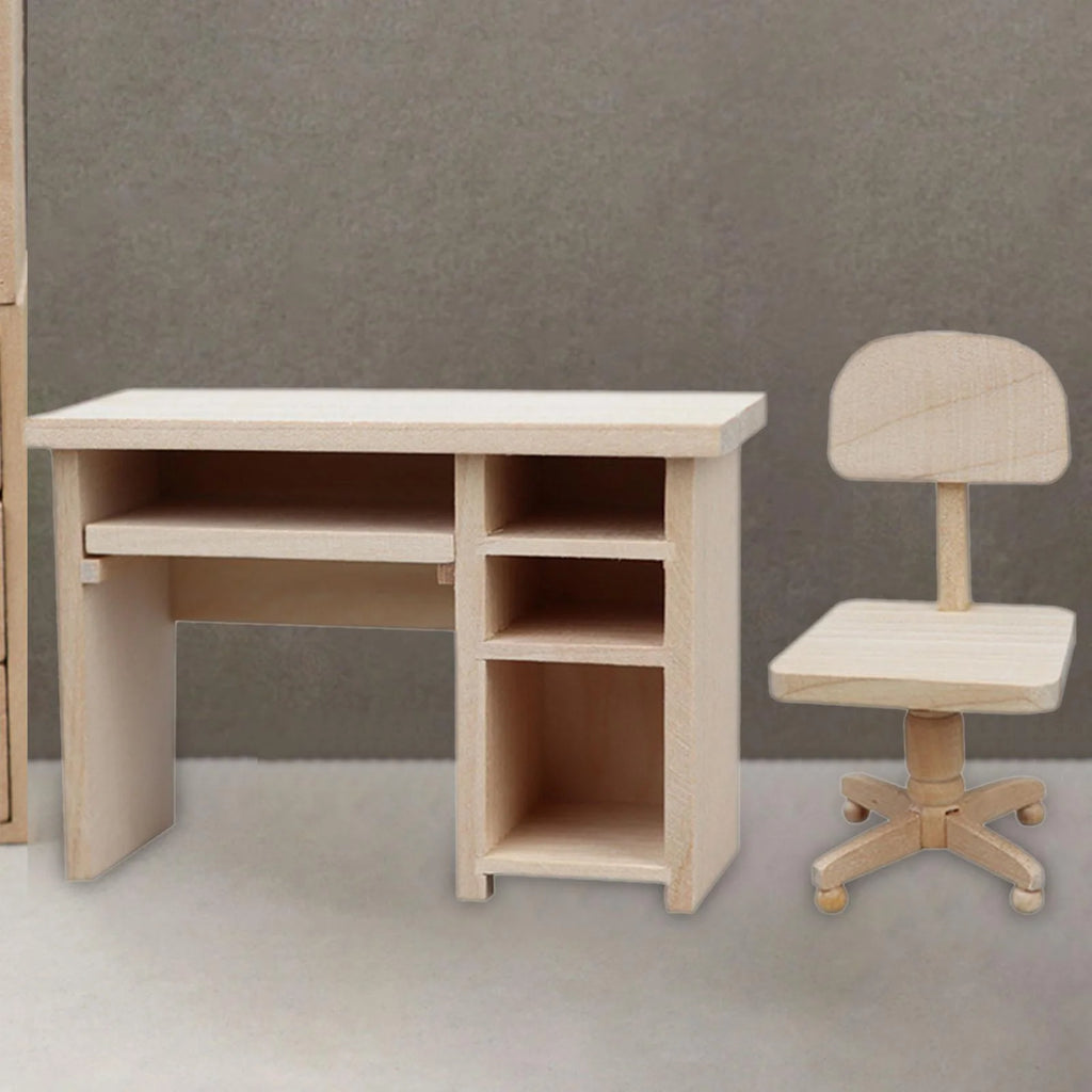1/12 Mini Office Desk and Chair Dollhouse Furniture R1390