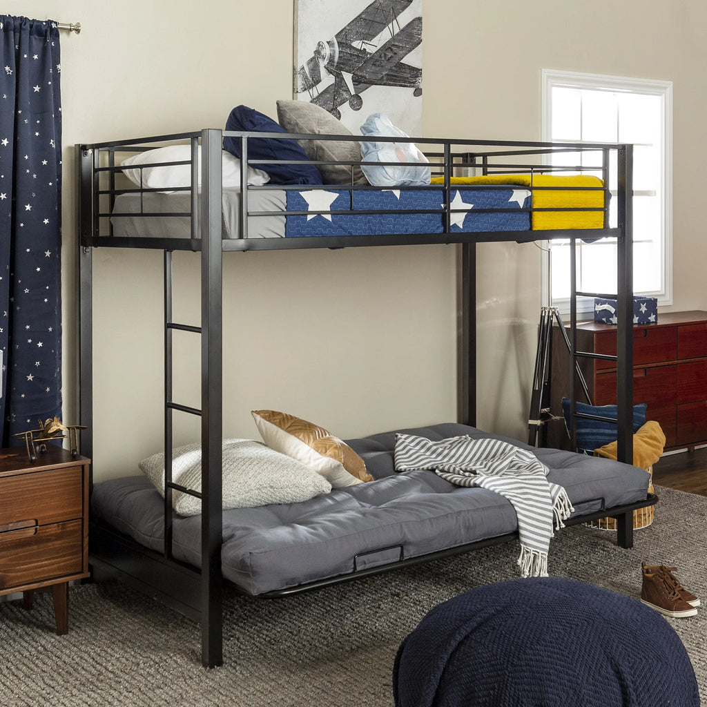 Black Metal Twin Over Futon Bunk Bed R68376