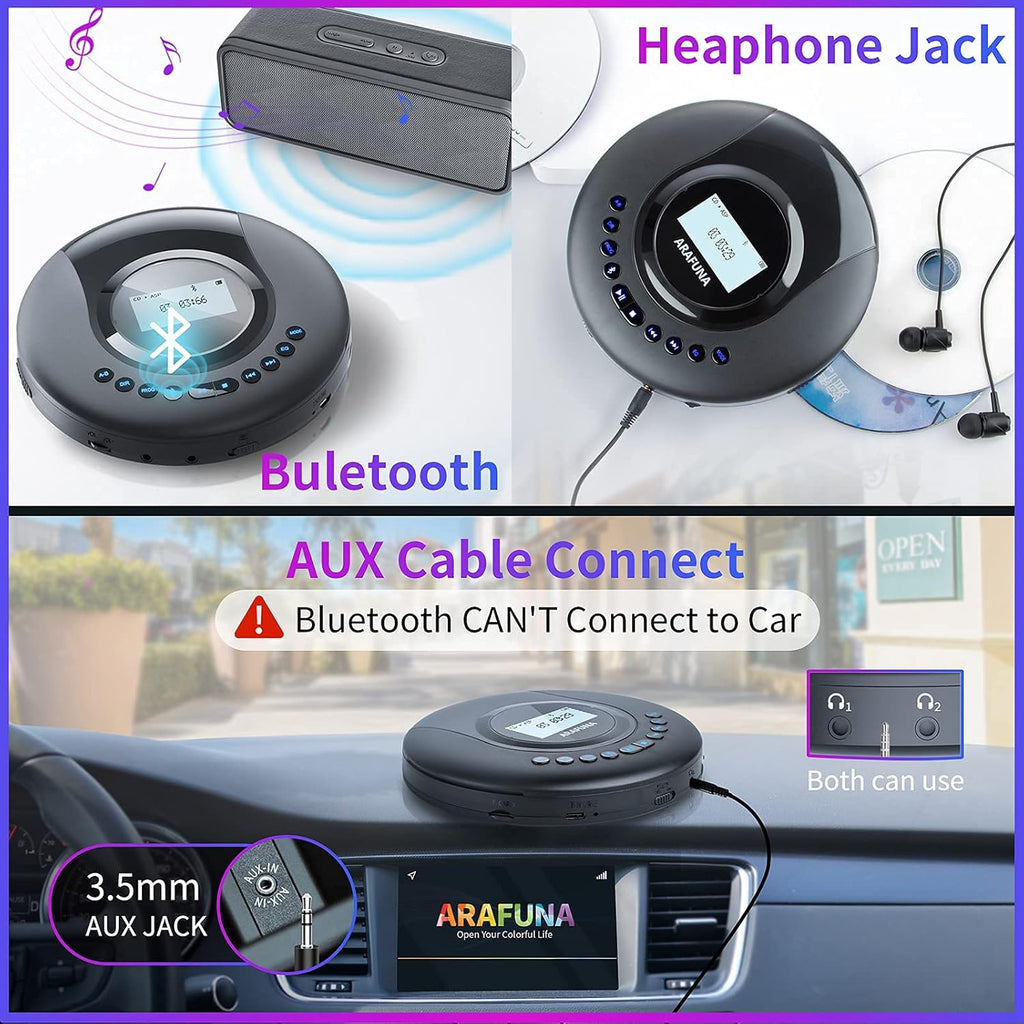 Pack of 2 Portable Bluetooth CD Player with LCD Screen P90379