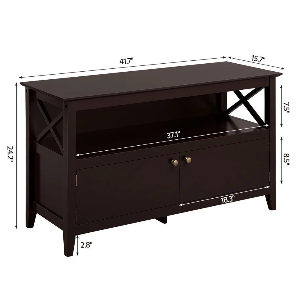 Espresso TV Stand with Storage and 2 Doors Q30202