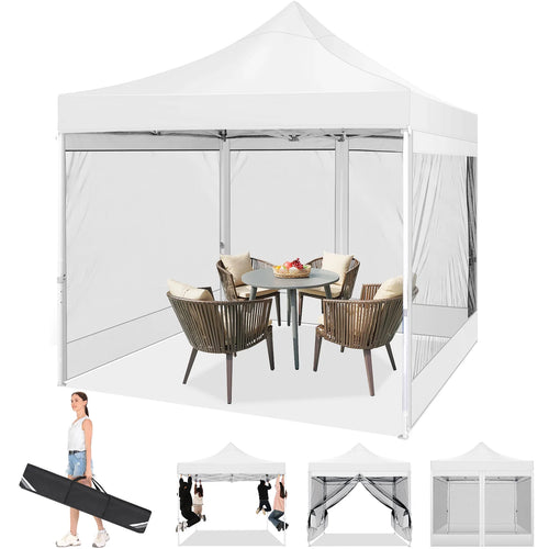 10' x 10' Pop up Canopy with 4 Removable Sidewalls, White X188