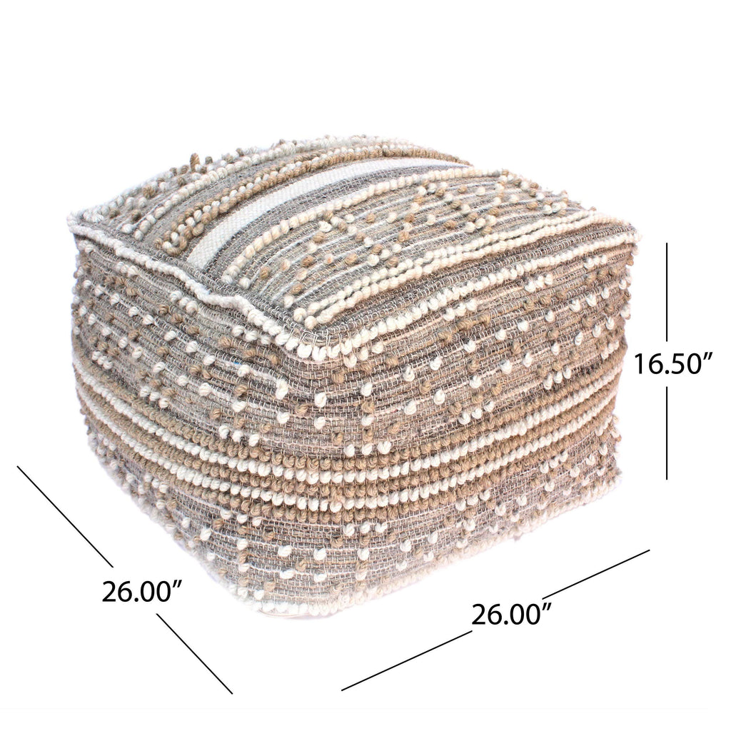 Wool and Cotton Pouf Ottoman N68037