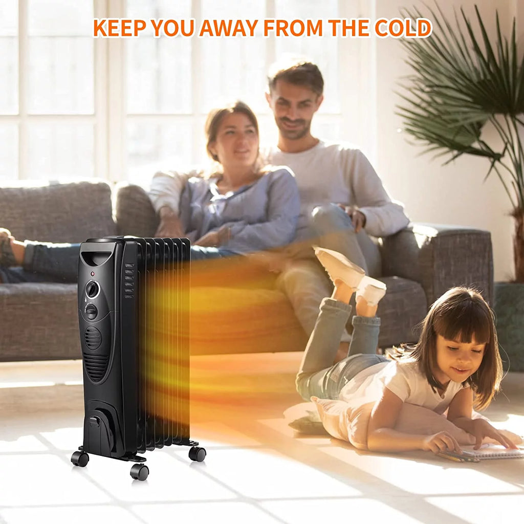 1500W Oil Filled Radiator Heater with 3 Heat Settings L906526