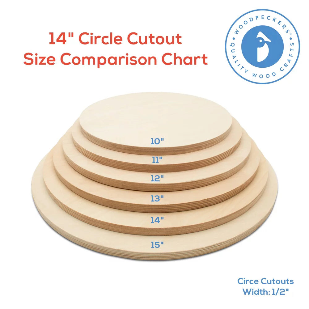 14 inch Unfinished Birch Wood Circles Pack of 10 A47178