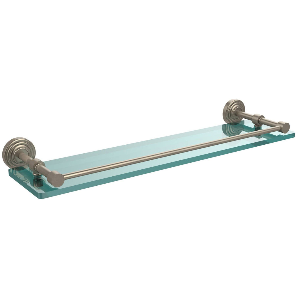 22-inch Tempered Glass Shelf with Gallery Rail Antique Pewter B4713