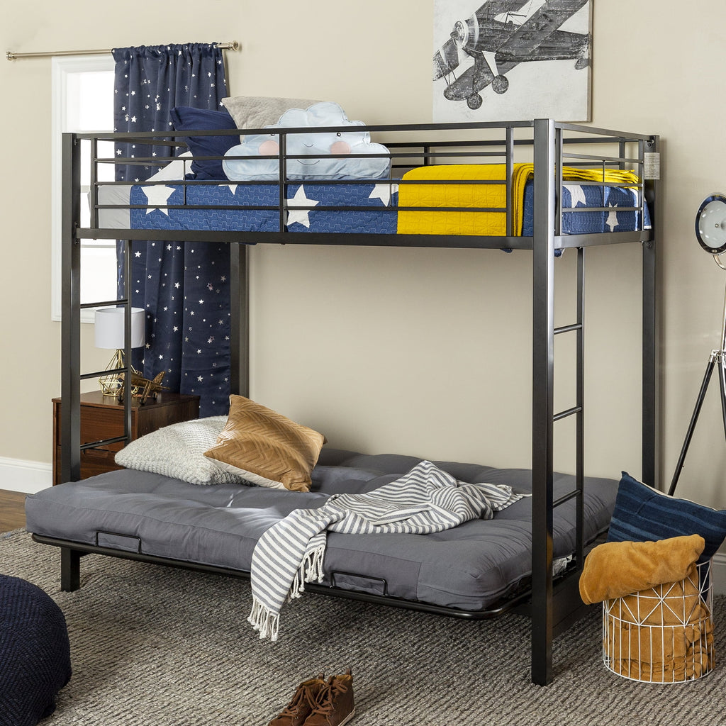 Black Metal Twin Over Futon Bunk Bed R68376