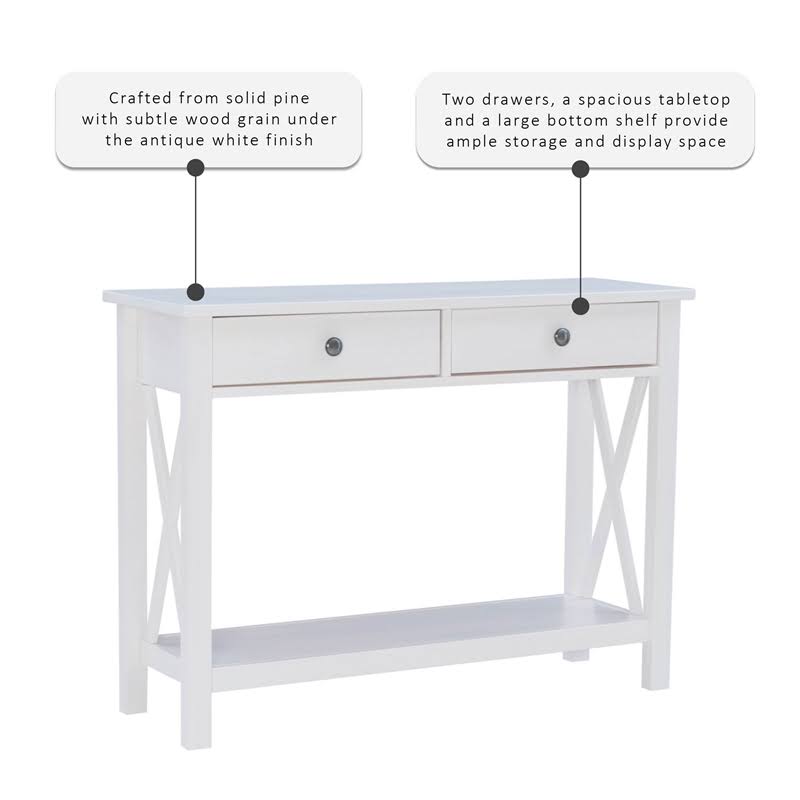 Antique White Wood Console Table I261