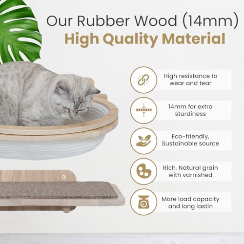 9 Piece Rubber Wood Cat Wall Shelves & Furniture Set X74955
