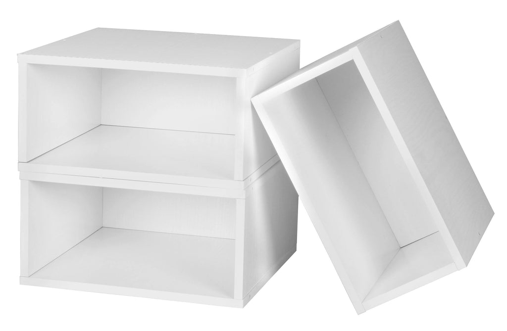 White Wood Grain Storage Set 3 Half Size Cubes M17224