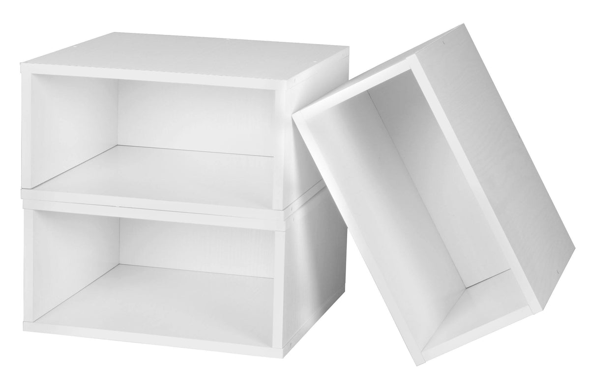 White Wood Grain Storage Set 3 Half Size Cubes M17224
