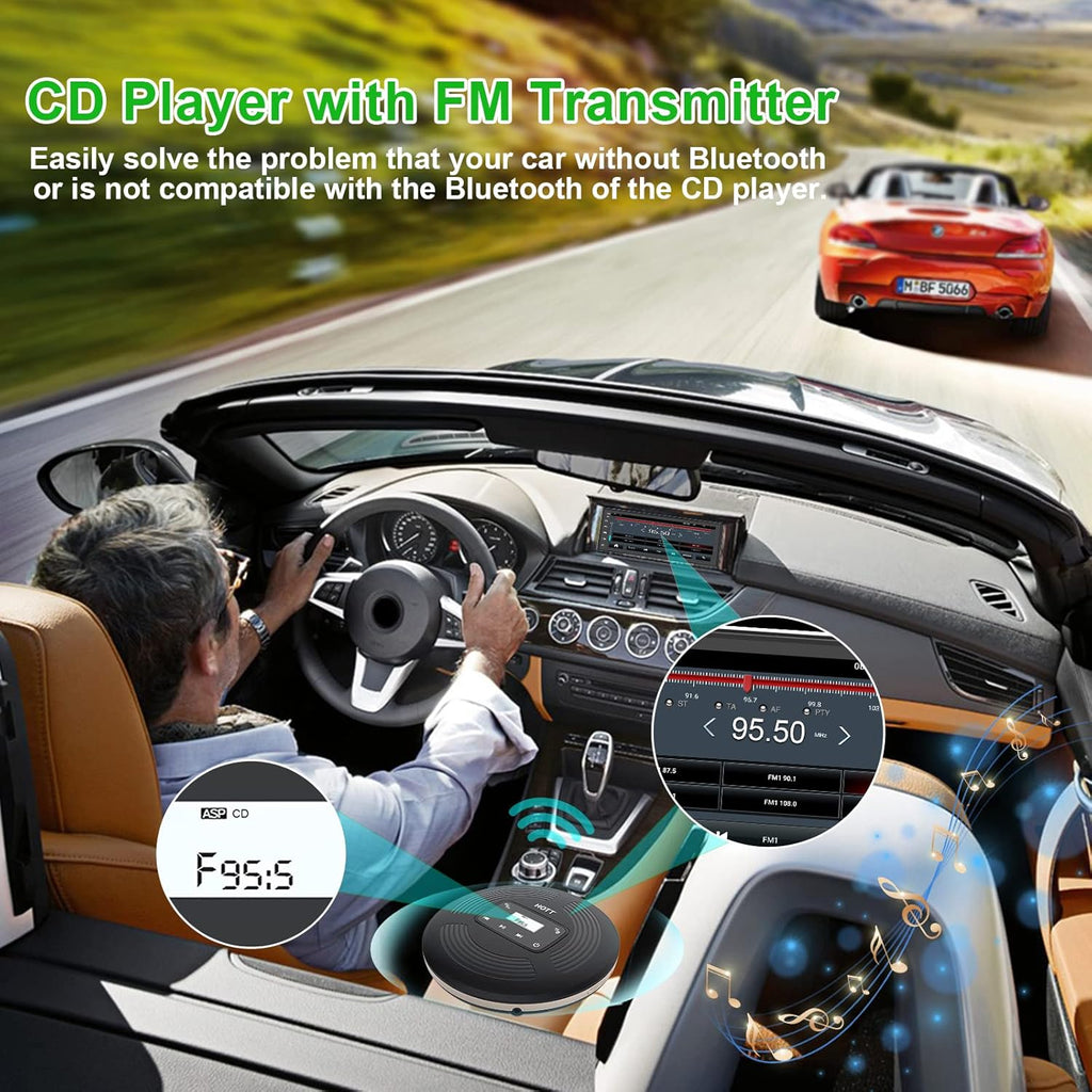 Portable CD Player with Bluetooth FM Transmitter AUX Output Rechargeable 1800mah Touch Button Anti-Skip Shockproof Protection Pack of 2 J499072