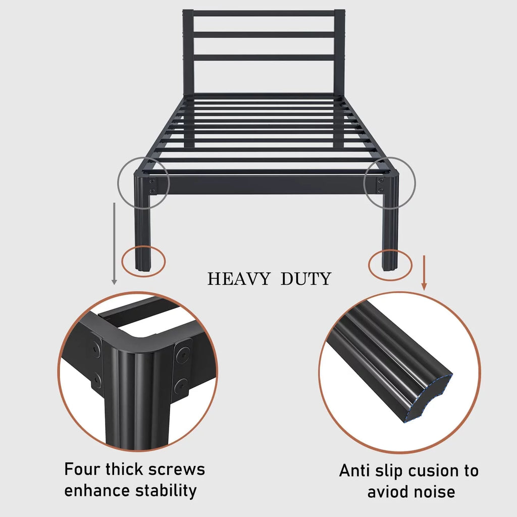 14 Inch Heavy Duty Metal Platform Bed Frame with Headboard S412967