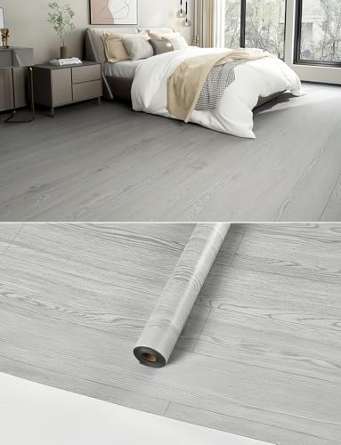 2 Rolls 15.7'' Wide Peel and Stick Floor Tiles, 25.73 Sq.ft Self-Adhesive Waterproof Wood Grain Vinyl Flooring A609