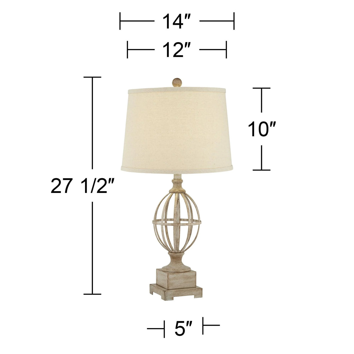 Country Cottage Table Lamps Set of 2 Light Oak Orb Cage Oatmeal Drum Shade B542126