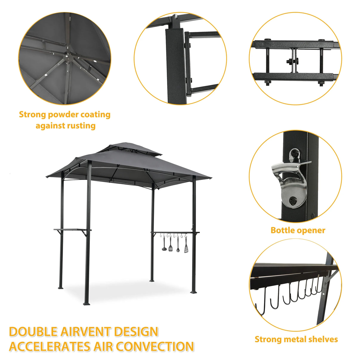 Steel Grill Gazebo Double Tier Top Canopy B661